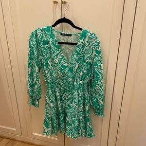 Zara Teal and White Floral Dress
